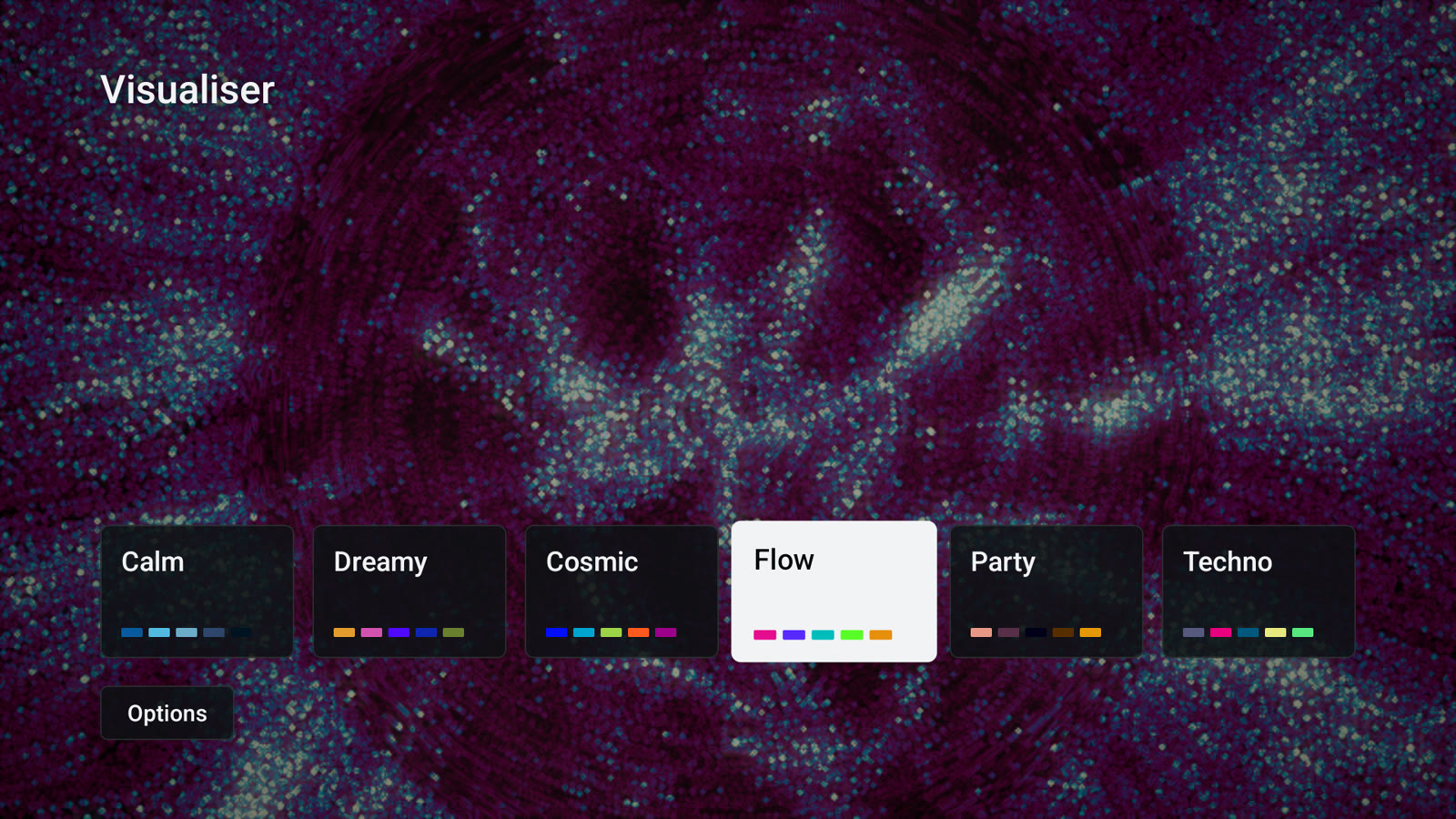 The mood menu over live visuals